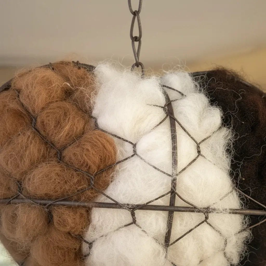 🕊️ Handmade Alpaca Fiber Bird Nesting Heart