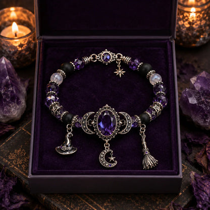 🔮 Witch’s Crystal Moon Charm Bracelet