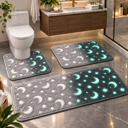 🌙 Glow-in-the-Dark Moon & Star Bathroom Mat