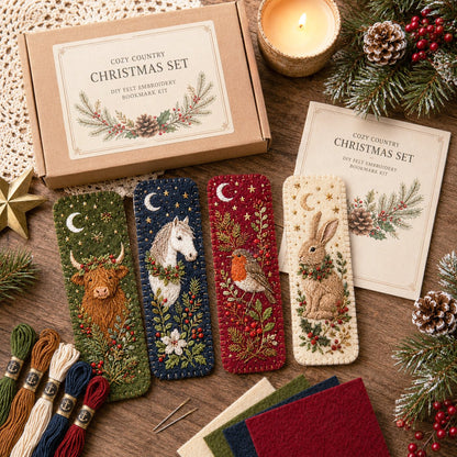 ⏳ Last Day 49% OFF – 🎄 DIY Felt Embroidery Bookmark Kit