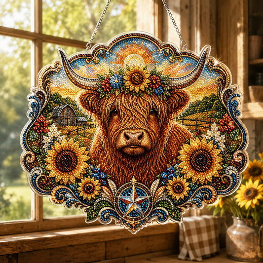 Highland Cow Diamond Art Hanging Ornament Kit