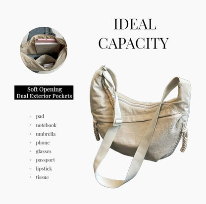 Designer Direct Sales👜Women's Fashion Plain Color Nylon Crossbody Hobo Bag