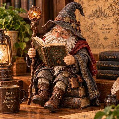 🧙‍♂️ The Wandering Scholar Gnome – Enchanted Reading Wizard Figurine