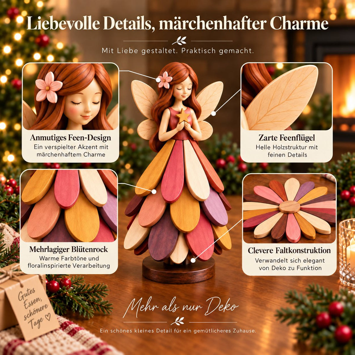 🧚 Fairy Blossom Coaster - Foldable fairy decoration & heat-resistant table protector