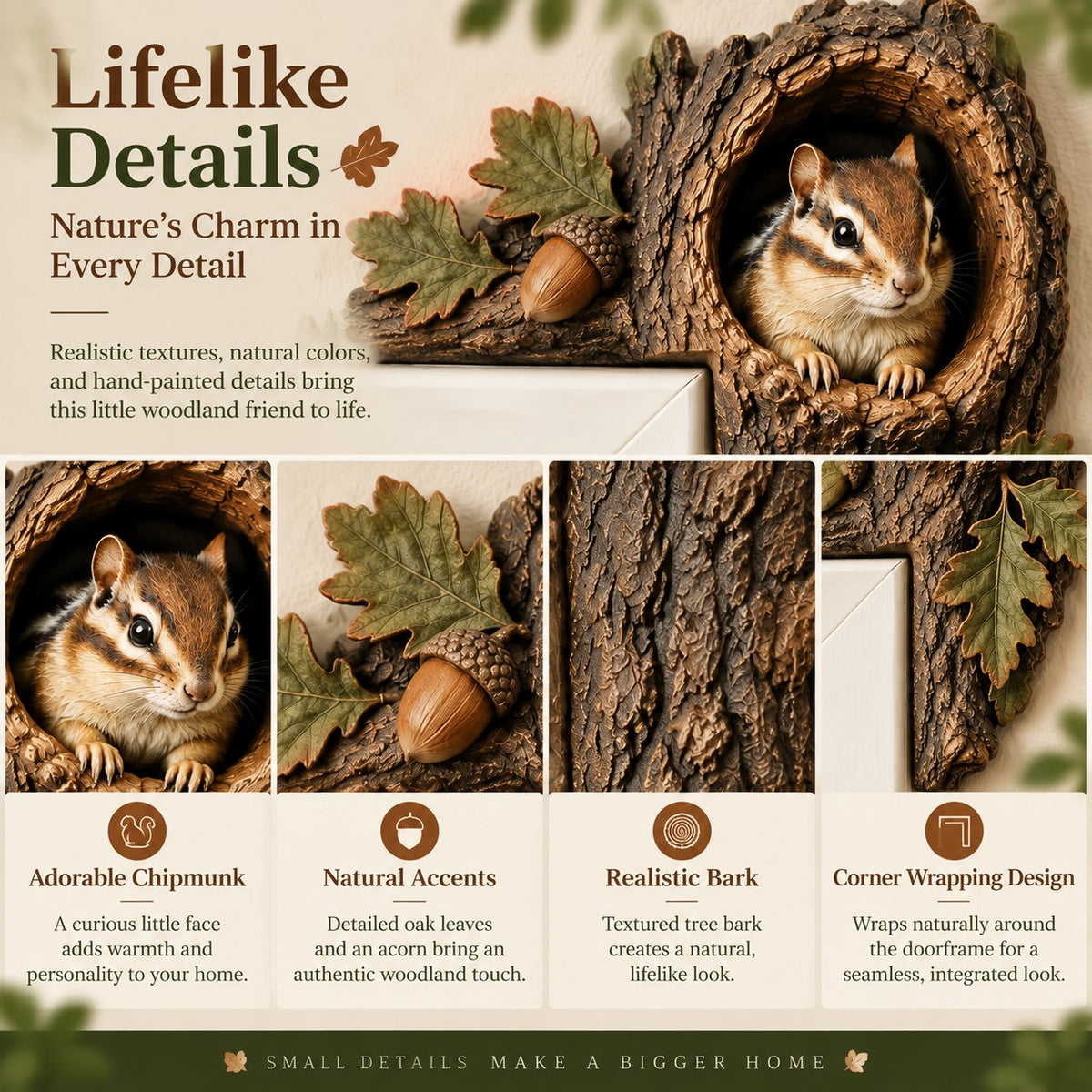 ⏰LAST DAY 49% OFF 🐿️ 3D Chipmunk Tree Hollow Door Topper | Woodland Animal Doorway Decor For Cozy Nature Homes
