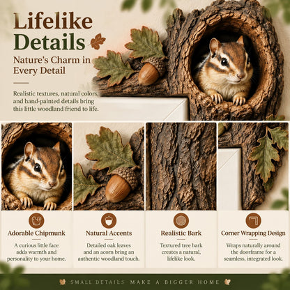 ⏰LAST DAY 49% OFF 🐿️ 3D Chipmunk Tree Hollow Door Topper | Woodland Animal Doorway Decor For Cozy Nature Homes