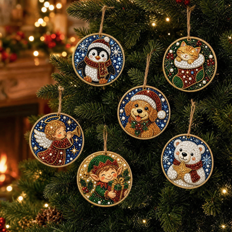 🔥Only $10.99 Last Day Promotion!🎄Christmas DIY Diamond Painting Ornaments Kit (6 PCS)🎅