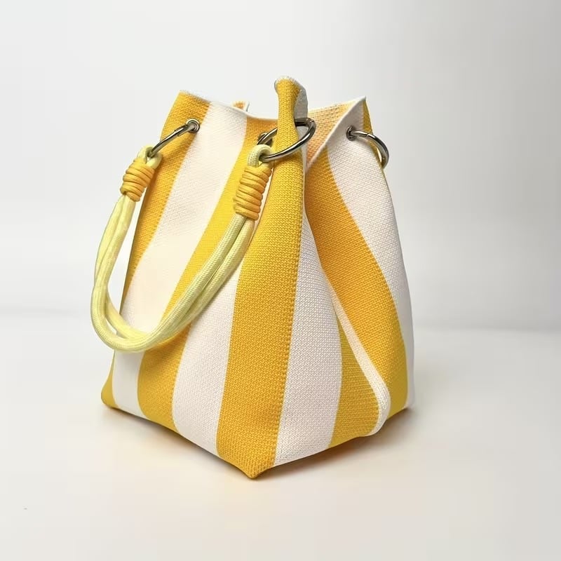 🏆👜 Limited-Time Sale: 49% OFF 🌴 Boho Striped Knit Bucket Handbag for Women – Handmade Summer Beach Shoulder Bag
