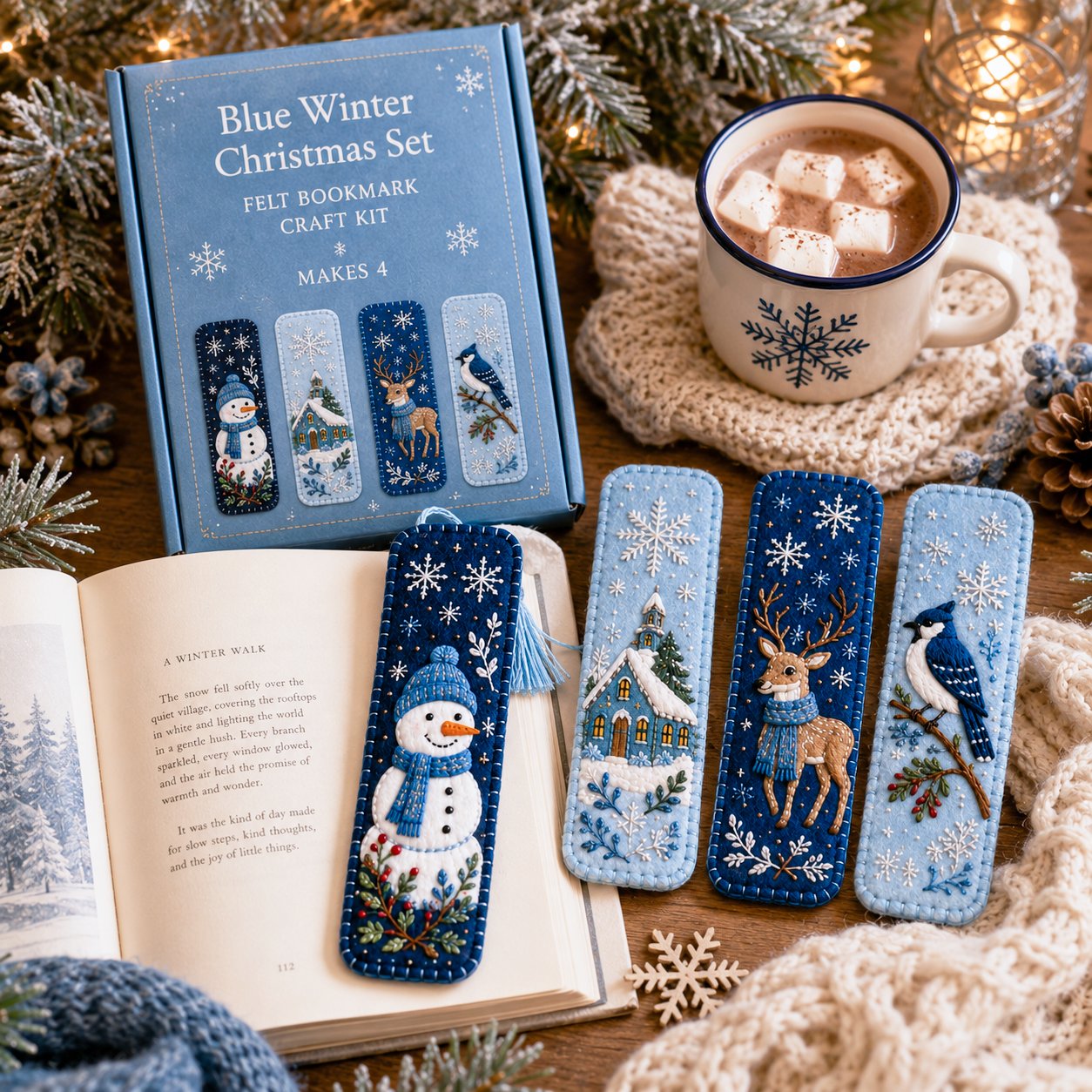 ⏳ Last Day 49% OFF – 🎄 DIY Felt Embroidery Bookmark Kit
