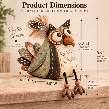 Rustic Owl Shelf Sitter Decor with Dangling Legs