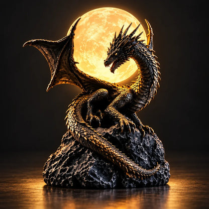 🐉 Gothic Dragon Moon Globe Statue Lamp