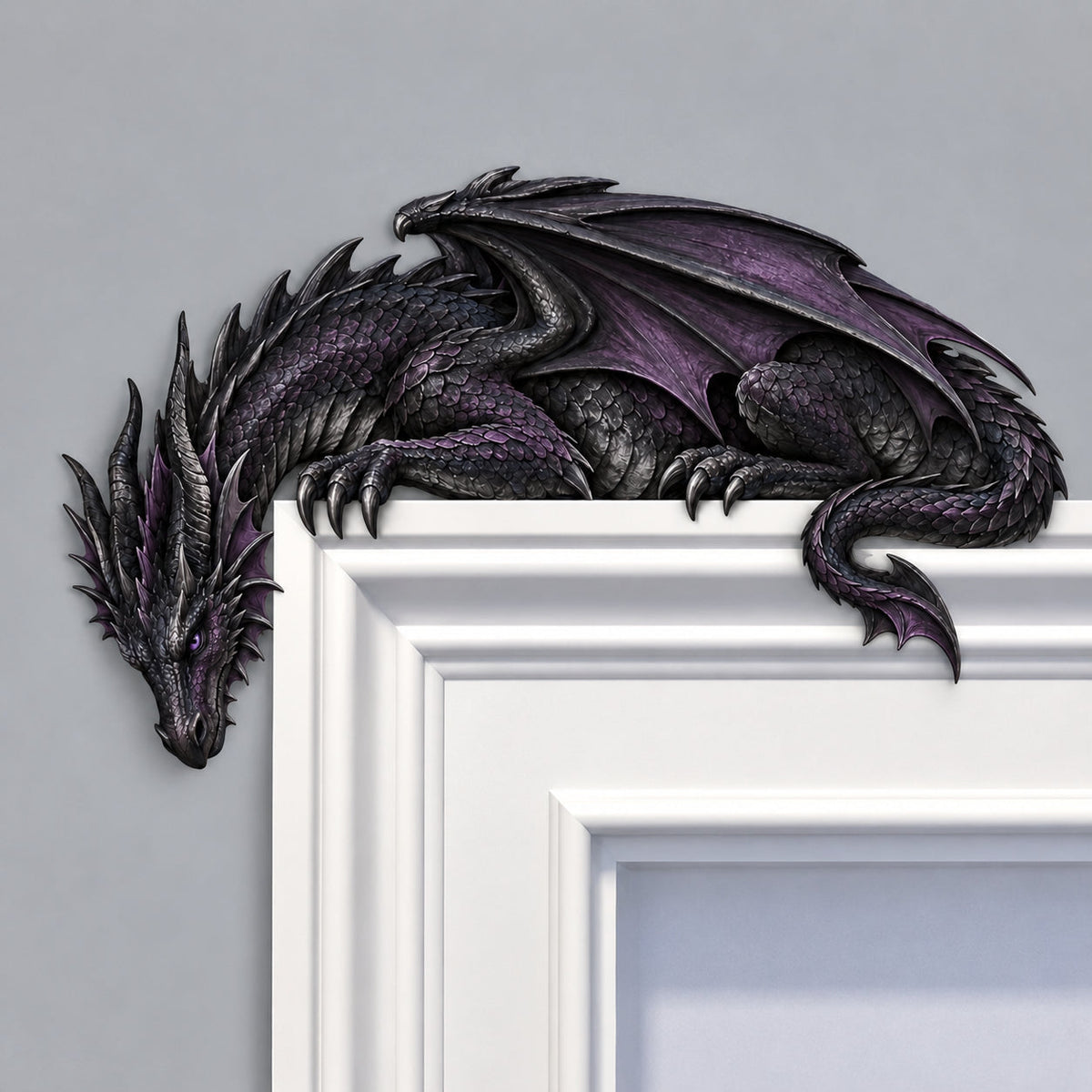 ⏳ Last Day 48% OFF – 🐉🔥 Sleeping Dragon Door Topper | Medieval Fantasy Dragon Guardian Wall Décor for Doorway, Gaming Room & Gothic Home 🏰✨