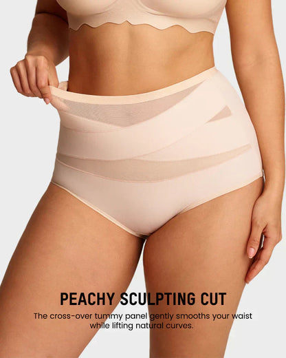 🌸 Last Day Special Price £9.99 ! 🔥Plus-Size High-Waist Cross Tummy Control Panties
