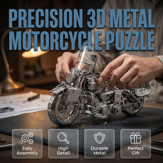 🔥Last Day 49% OFF - Silver Motorcycle 3D Metal Assembly Puzzle