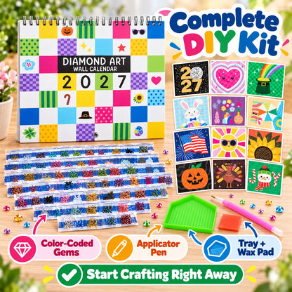 ⏳ Last Day 48% OFF – 💎 2027 Diamond Art Wall Calendar Kit | 12 Monthly Designs + Complete Gem Tools ✨