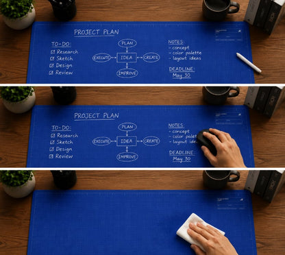 🤩The Blueprint Deskmat Includes the Blueprint Marker💻✏️ A Double-Sided Deskmat to Draw, Erase & Redraw As Needed. 🎁