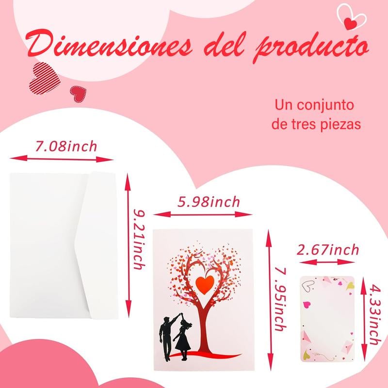 💕 Pop Up Anniversary Card, 3D Valentine's Day Anniversary Card with Love Tree & Hearts