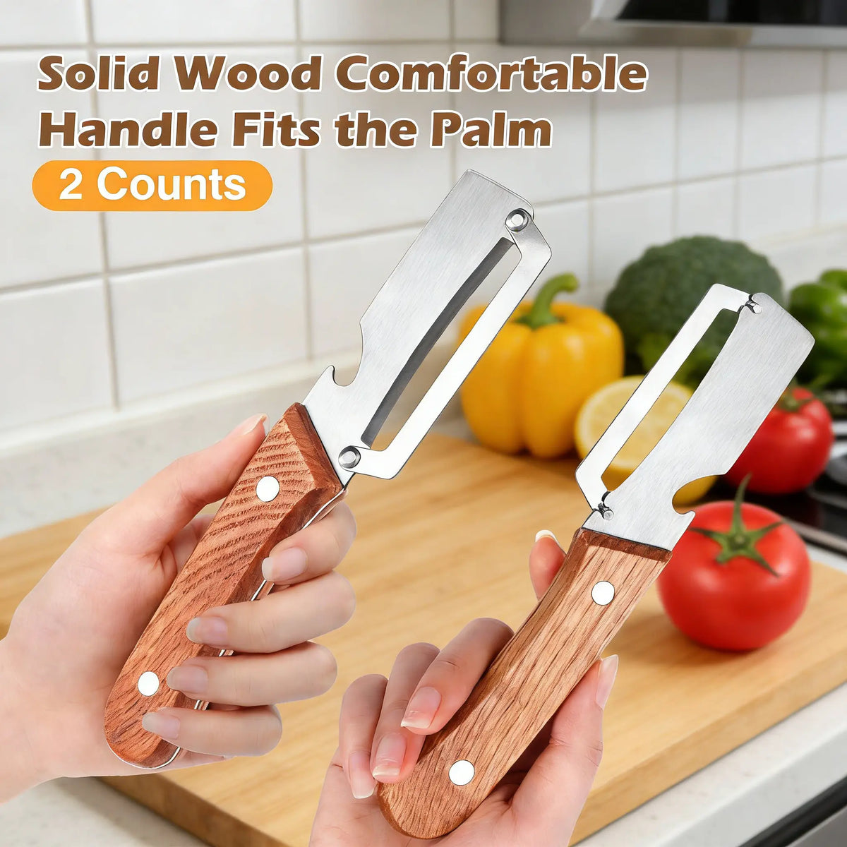 🔥Multi-Functional Wooden Vegetable Peeler with Built In Bottle Opener