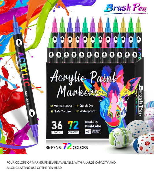 🔥Dual Tip Acrylic Paint Pen Marker - 24/48/72/120Colors