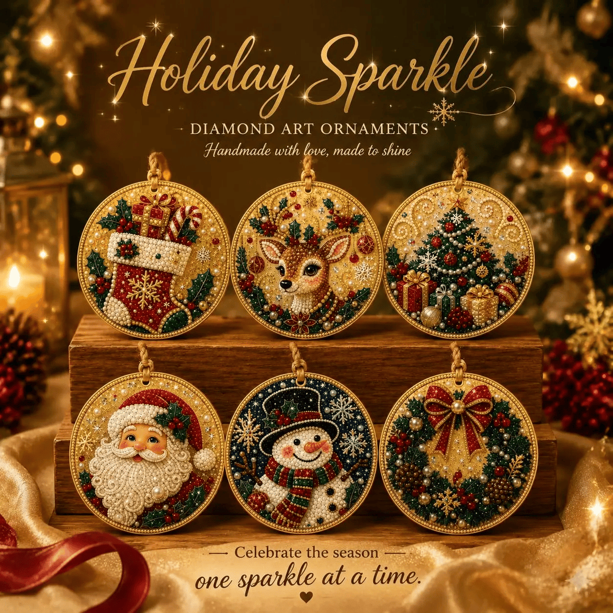 🔥Only $10.99 Last Day Promotion!🎄Christmas DIY Diamond Painting Ornaments Kit (6 PCS)🎅