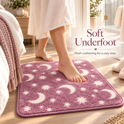 🌙 Glow-in-the-Dark Moon & Star Bathroom Mat