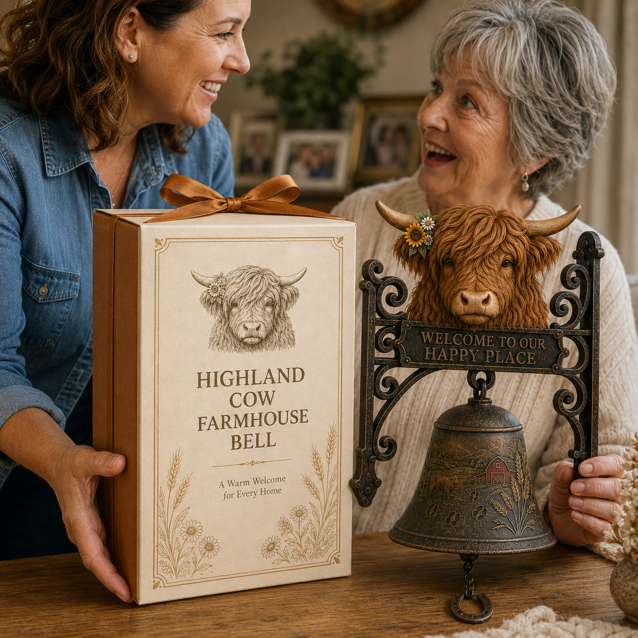 🎅 2026 Christmas Gift 49% Off--🐂Highland Cow Farmhouse Welcome Bell🔔