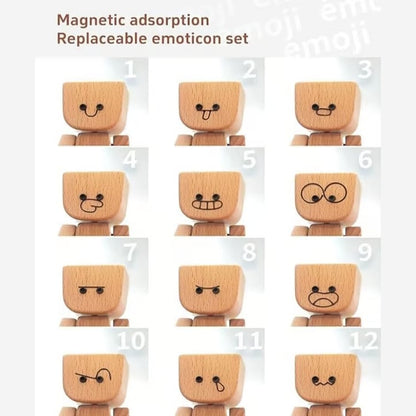 (🌲Early Christmas Sale- 49% OFF) Shaking Feet Wooden Doll - Sways with 12 Pcs Magnetic Expressions
