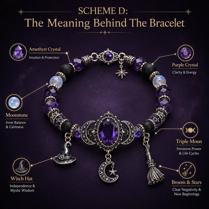 🔮 Witch’s Crystal Moon Charm Bracelet