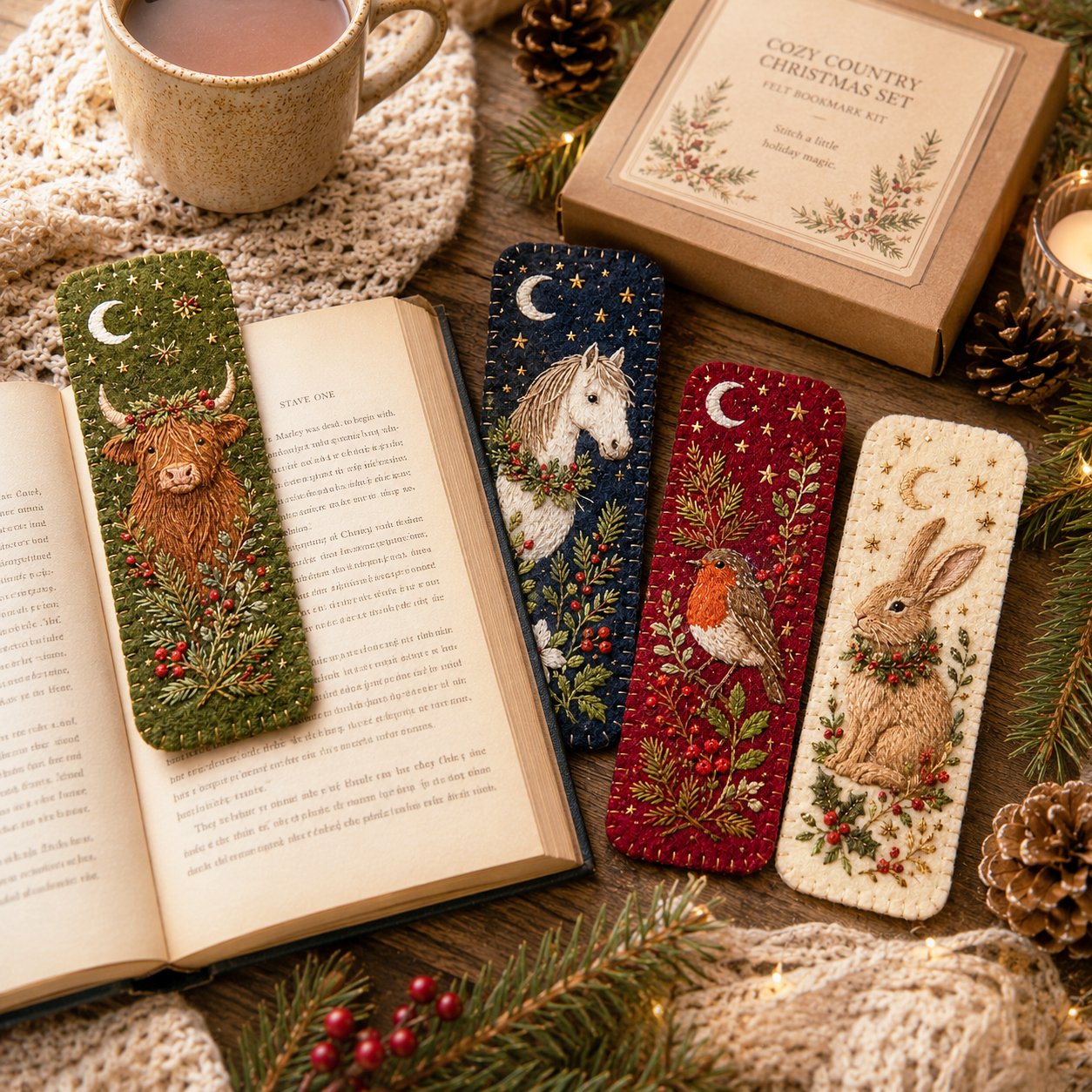 ⏳ Last Day 49% OFF – 🎄 DIY Felt Embroidery Bookmark Kit