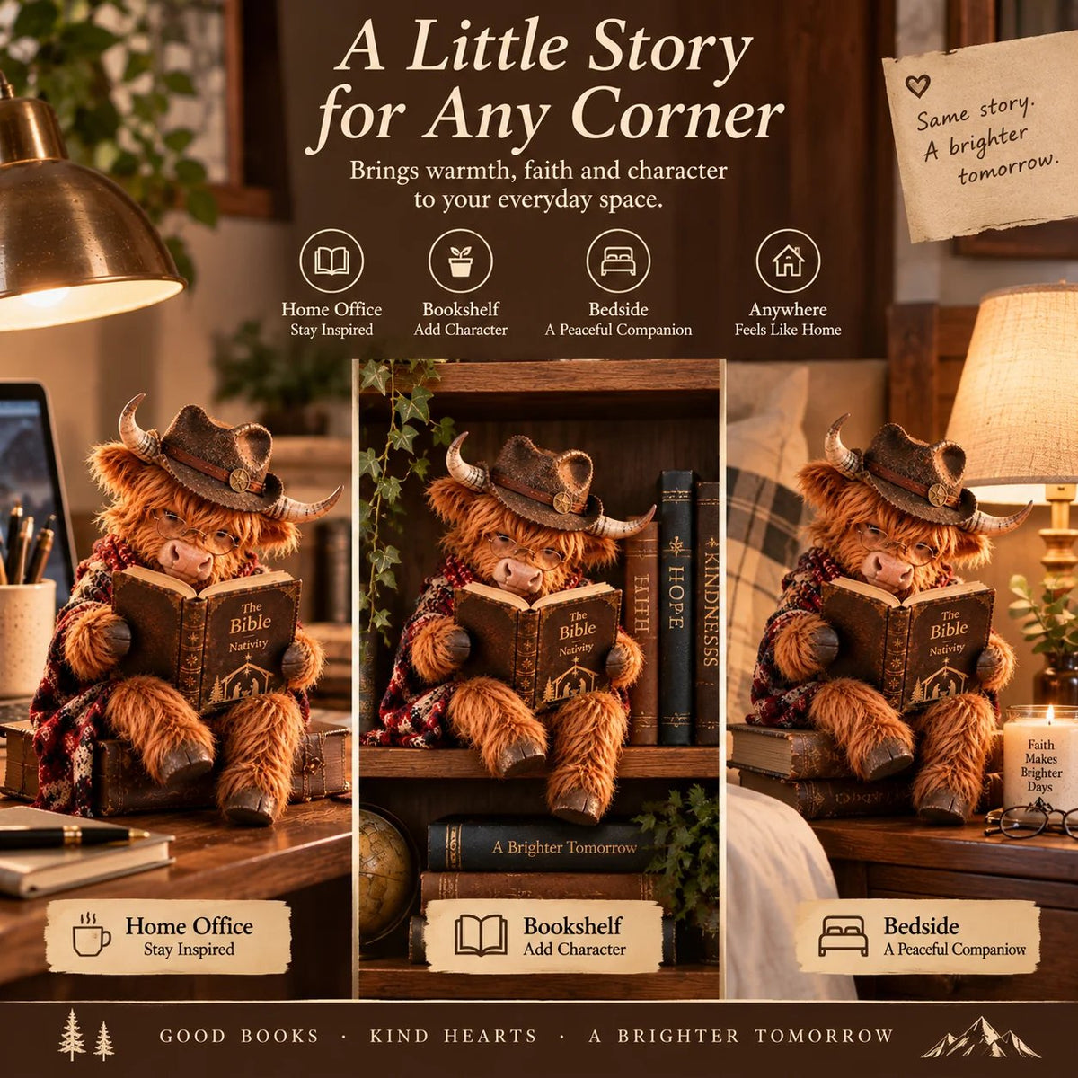 ⏳ Last Day 49% OFF – 🐮 Highland Cow Bible Nativity Figurine | Bookish Christmas Faith Décor for Shelves, Desks & Meaningful Gifts 🎄