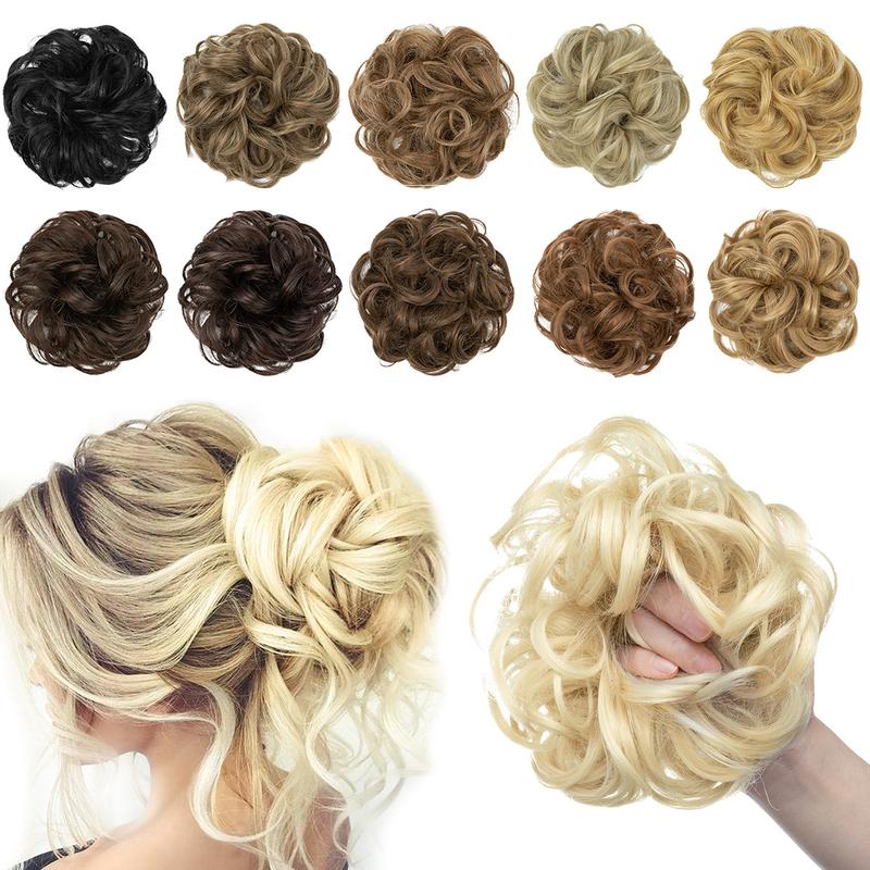 💗Messy Curly Hair Bun Scrunchie Extensions