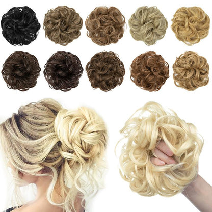 💗Messy Curly Hair Bun Scrunchie Extensions