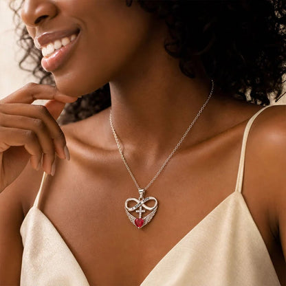 Infinity Heart Cross Necklace with Wing Pendant – Faith & Eternal Love ✨