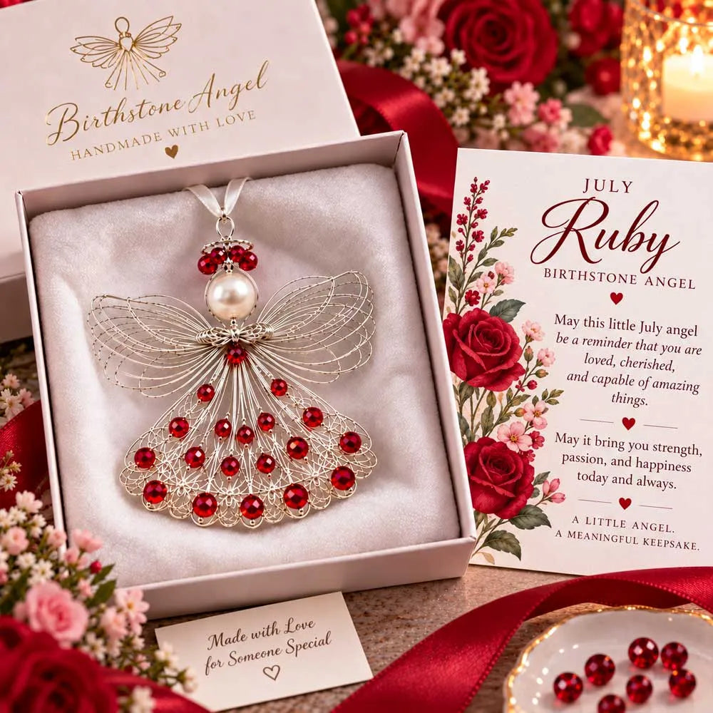 ⏳ Last Day 48% OFF – 👼Handmade Birthstone Angel Wire Ornament |12 Meaningful Birthstone Colors with Keepsake Card ✨