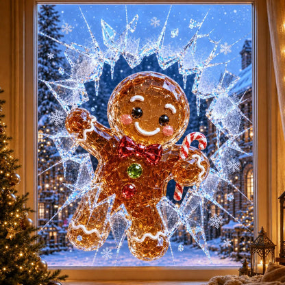 🔥Limited time 49% OFF -✨🎄Crystal Christmas Break-In Window Decal — 3D Shattered-Glass Holiday Window Decoration