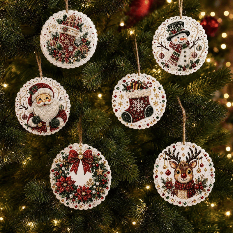 🔥Only $10.99 Last Day Promotion!🎄Christmas DIY Diamond Painting Ornaments Kit (6 PCS)🎅