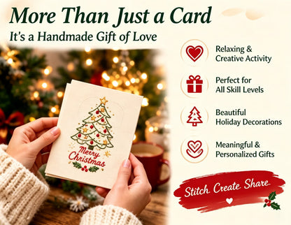 🌲 🪡 Christmas Hand Embroidery Card DIY Kit | Stitch Your Way Into the Christmas Spirit ✨ 🎁