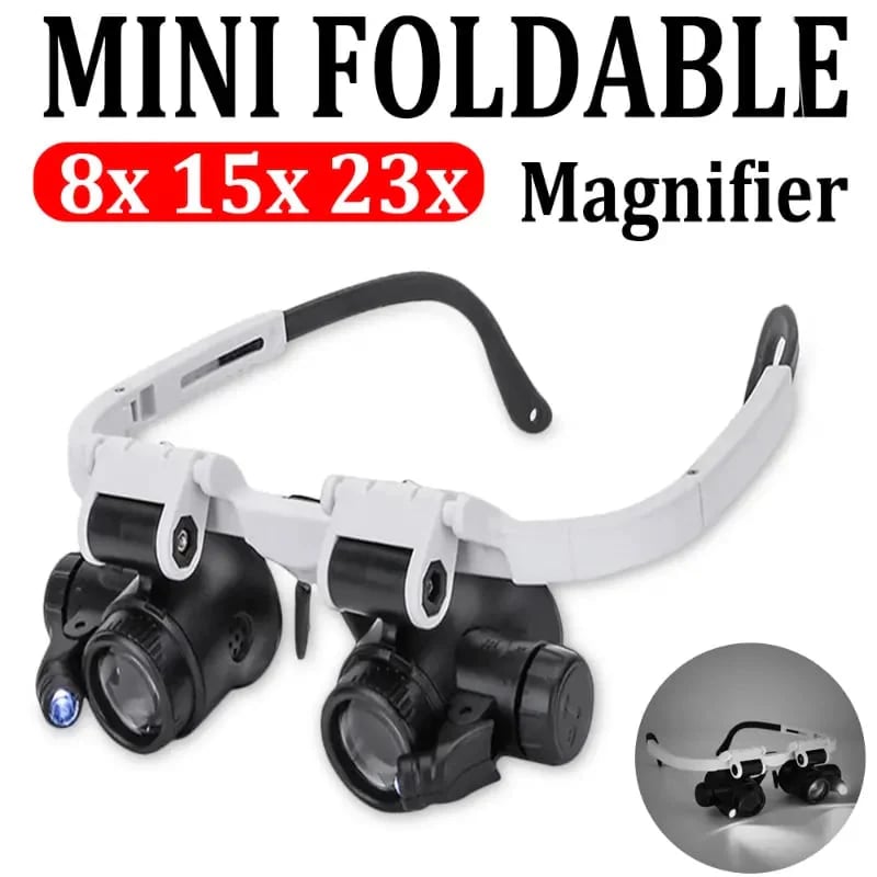🎁👓8X 15x 23x Head Wearing Magnifying Glass with LED Light Headband