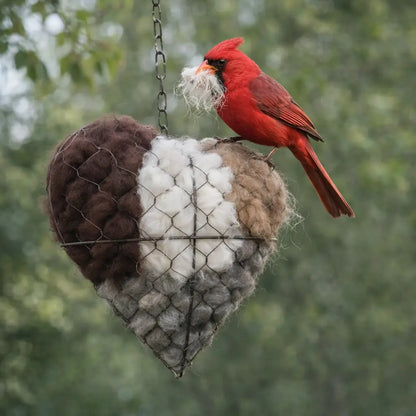 🕊️ Handmade Alpaca Fiber Bird Nesting Heart