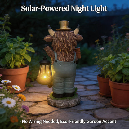 Solar-Powered Scottish Highland Bull Garden Welcome Light