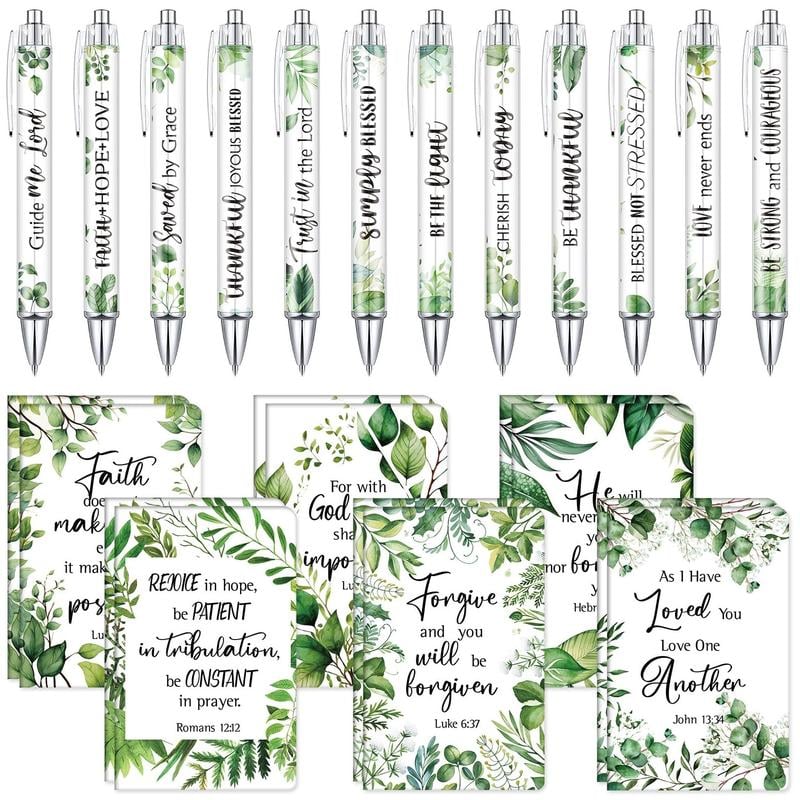 ✝️Christian Gifts Set: Motivational Pens & Bible Verse Notebooks – Inspire Your Faith Journey🌸
