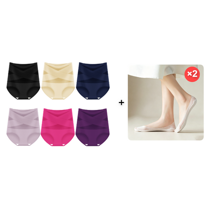 🌸 Last Day Special Price £9.99 ! 🔥Plus-Size High-Waist Cross Tummy Control Panties
