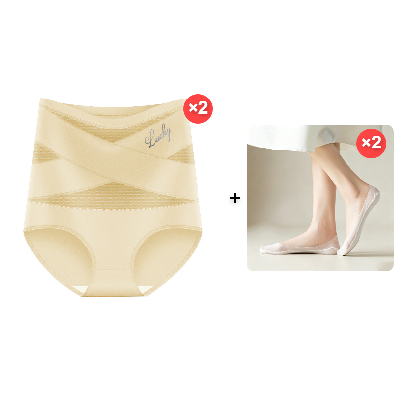 🌸 Last Day Special Price £9.99 ! 🔥Plus-Size High-Waist Cross Tummy Control Panties