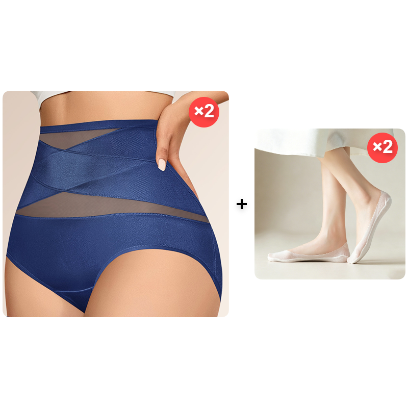 🌸 Last Day Special Price £9.99 ! 🔥Plus-Size High-Waist Cross Tummy Control Panties