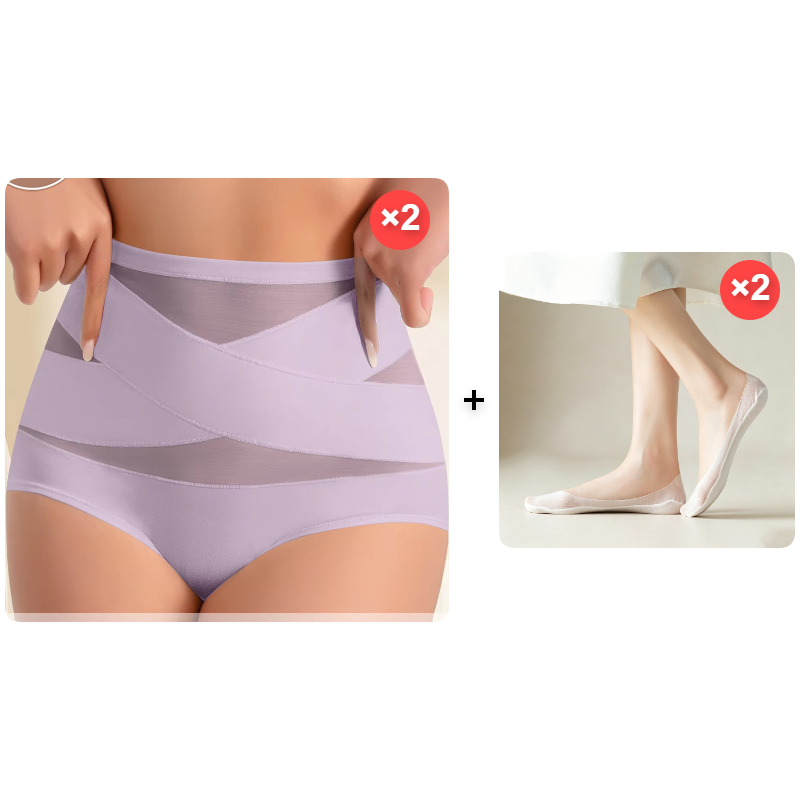 🌸 Last Day Special Price £9.99 ! 🔥Plus-Size High-Waist Cross Tummy Control Panties