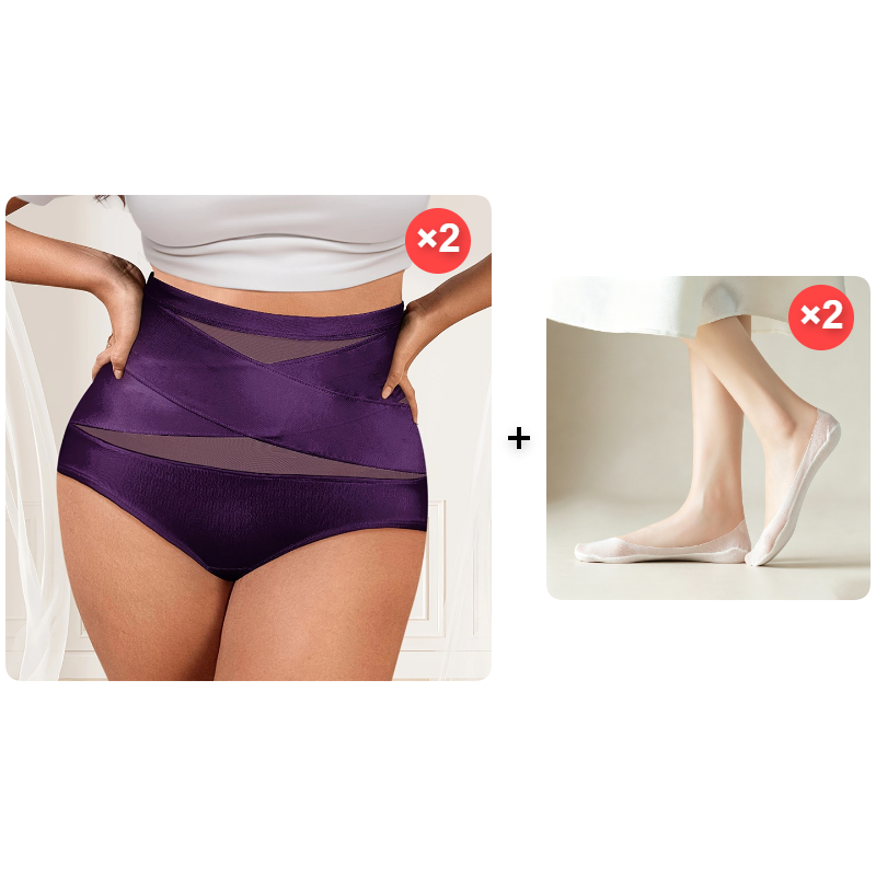 🌸 Last Day Special Price £9.99 ! 🔥Plus-Size High-Waist Cross Tummy Control Panties