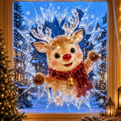 🔥Limited time 49% OFF -✨🎄Crystal Christmas Break-In Window Decal — 3D Shattered-Glass Holiday Window Decoration
