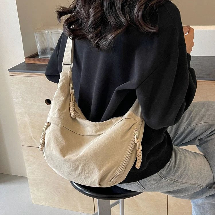 Designer Direct Sales👜Women's Fashion Plain Color Nylon Crossbody Hobo Bag