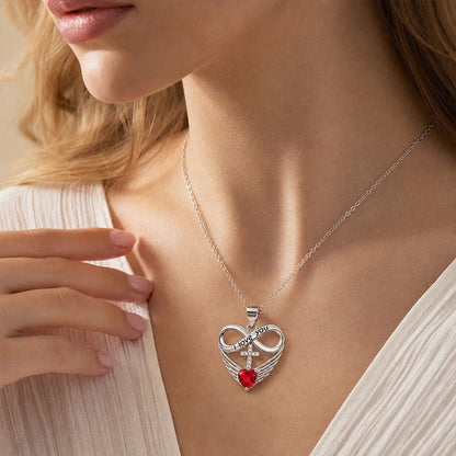Infinity Heart Cross Necklace with Wing Pendant – Faith & Eternal Love ✨
