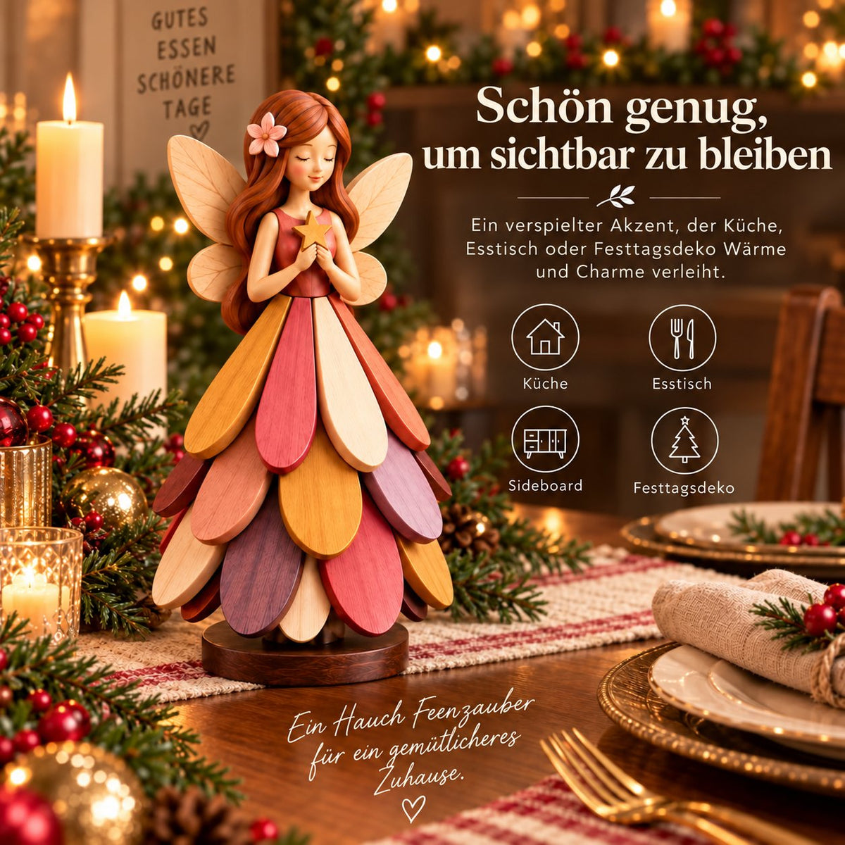 🧚 Fairy Blossom Coaster - Foldable fairy decoration & heat-resistant table protector